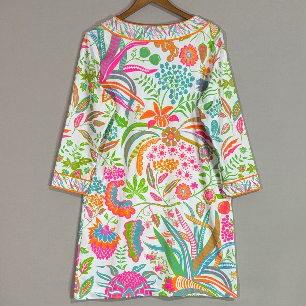 Gretchen Scott Tropical Floral Tunic Dress Resort Cruise Wear L - Picture 4 of 5